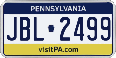 PA license plate JBL2499