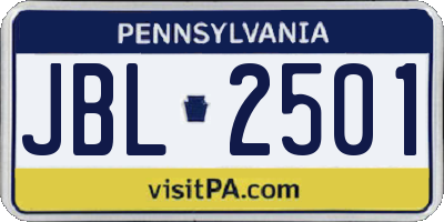 PA license plate JBL2501