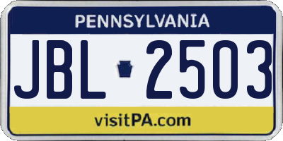 PA license plate JBL2503