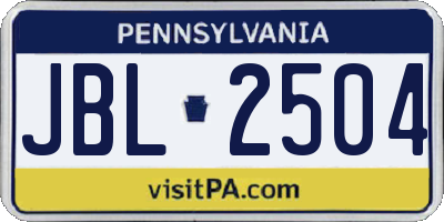 PA license plate JBL2504