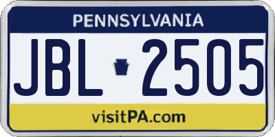 PA license plate JBL2505