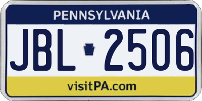 PA license plate JBL2506