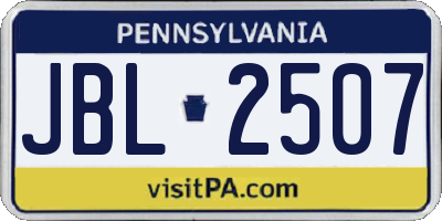 PA license plate JBL2507