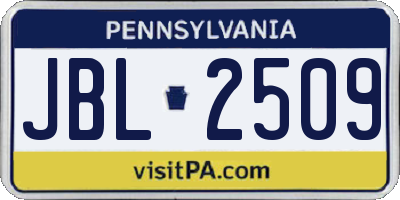 PA license plate JBL2509