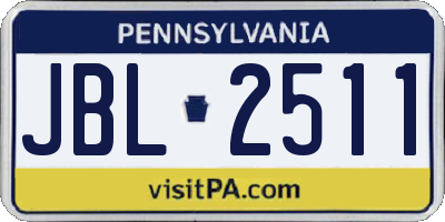 PA license plate JBL2511