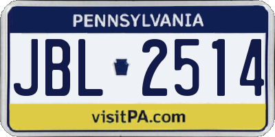 PA license plate JBL2514