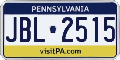 PA license plate JBL2515