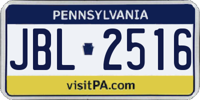 PA license plate JBL2516