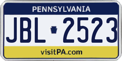 PA license plate JBL2523