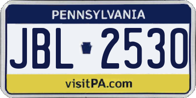 PA license plate JBL2530