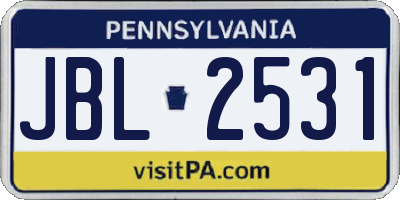 PA license plate JBL2531