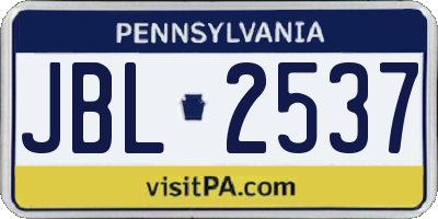 PA license plate JBL2537