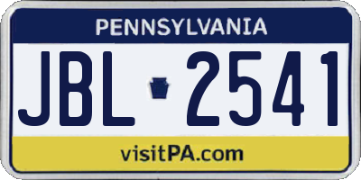 PA license plate JBL2541