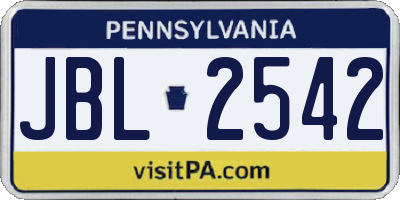 PA license plate JBL2542