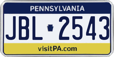 PA license plate JBL2543