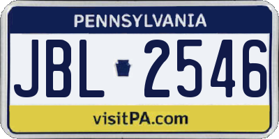 PA license plate JBL2546