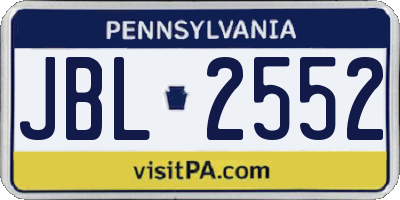 PA license plate JBL2552