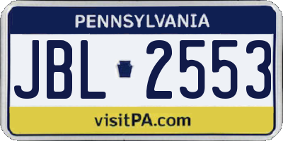 PA license plate JBL2553