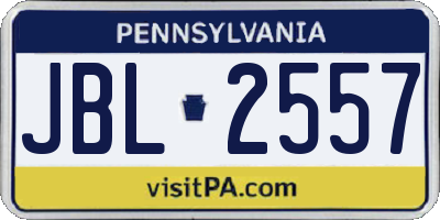 PA license plate JBL2557