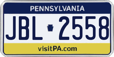 PA license plate JBL2558