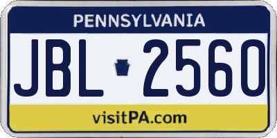 PA license plate JBL2560