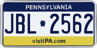 PA license plate JBL2562