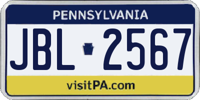 PA license plate JBL2567