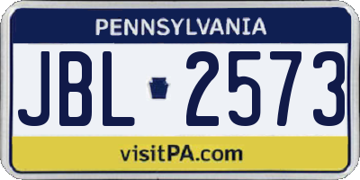 PA license plate JBL2573