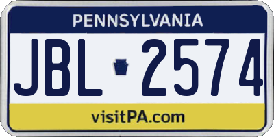 PA license plate JBL2574