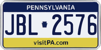 PA license plate JBL2576