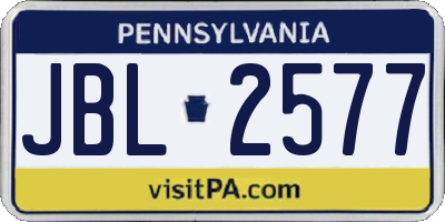 PA license plate JBL2577