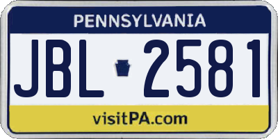 PA license plate JBL2581