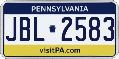 PA license plate JBL2583