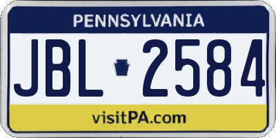 PA license plate JBL2584