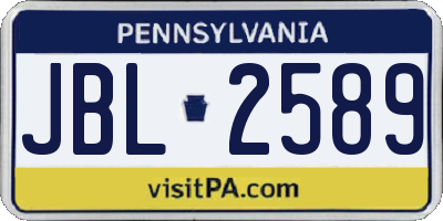 PA license plate JBL2589