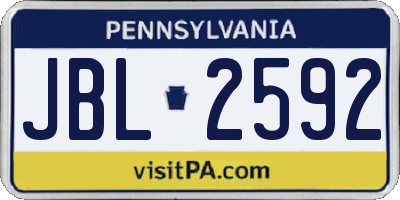 PA license plate JBL2592