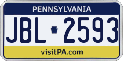 PA license plate JBL2593