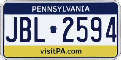 PA license plate JBL2594