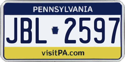 PA license plate JBL2597