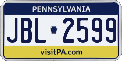 PA license plate JBL2599