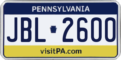 PA license plate JBL2600