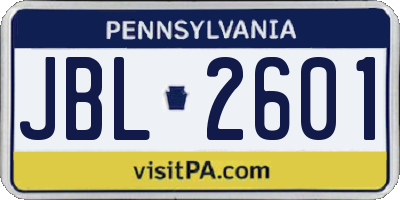 PA license plate JBL2601