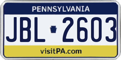 PA license plate JBL2603