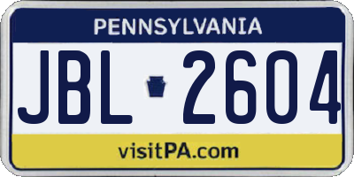 PA license plate JBL2604