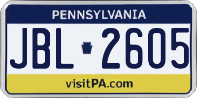 PA license plate JBL2605