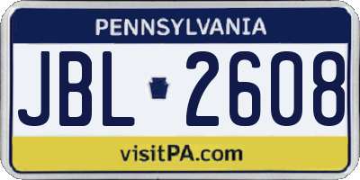 PA license plate JBL2608