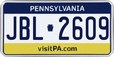 PA license plate JBL2609