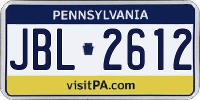 PA license plate JBL2612