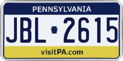 PA license plate JBL2615