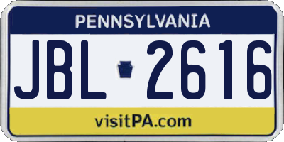 PA license plate JBL2616